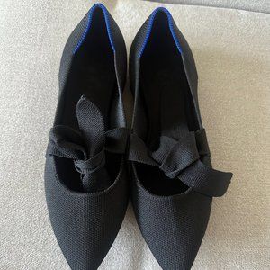 Rothy's Black Bow Tie-Up Ballet Flats Size 8